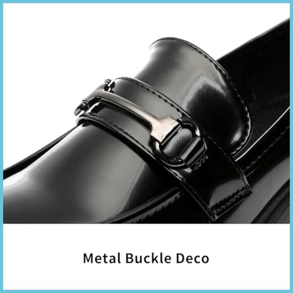 Chunky Platform Loafers with Buckle Patent Leather Slip-on Shoes - Picture 4 of 7